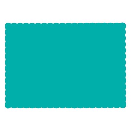 HOFFMASTER 10" x 14" Scalloped Teal Paper Placemats, PK1000 310527